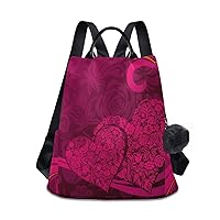ALAZA Heart Shapes Consist of Flowers Trips Hiking Camping Rucksack Pack for Women