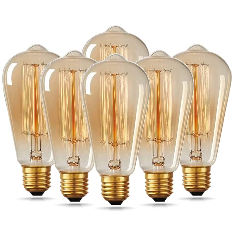 Mua HESSION 6-Pack Vintage Edison Bulbs, ST64 40W E26 Base Amber ...