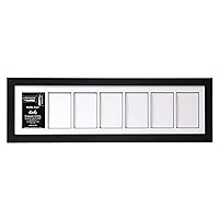 [8x30bk-w] 7 Opening Glass Face Black Picture Frame Holds 4x6 Media with White Collage Mat