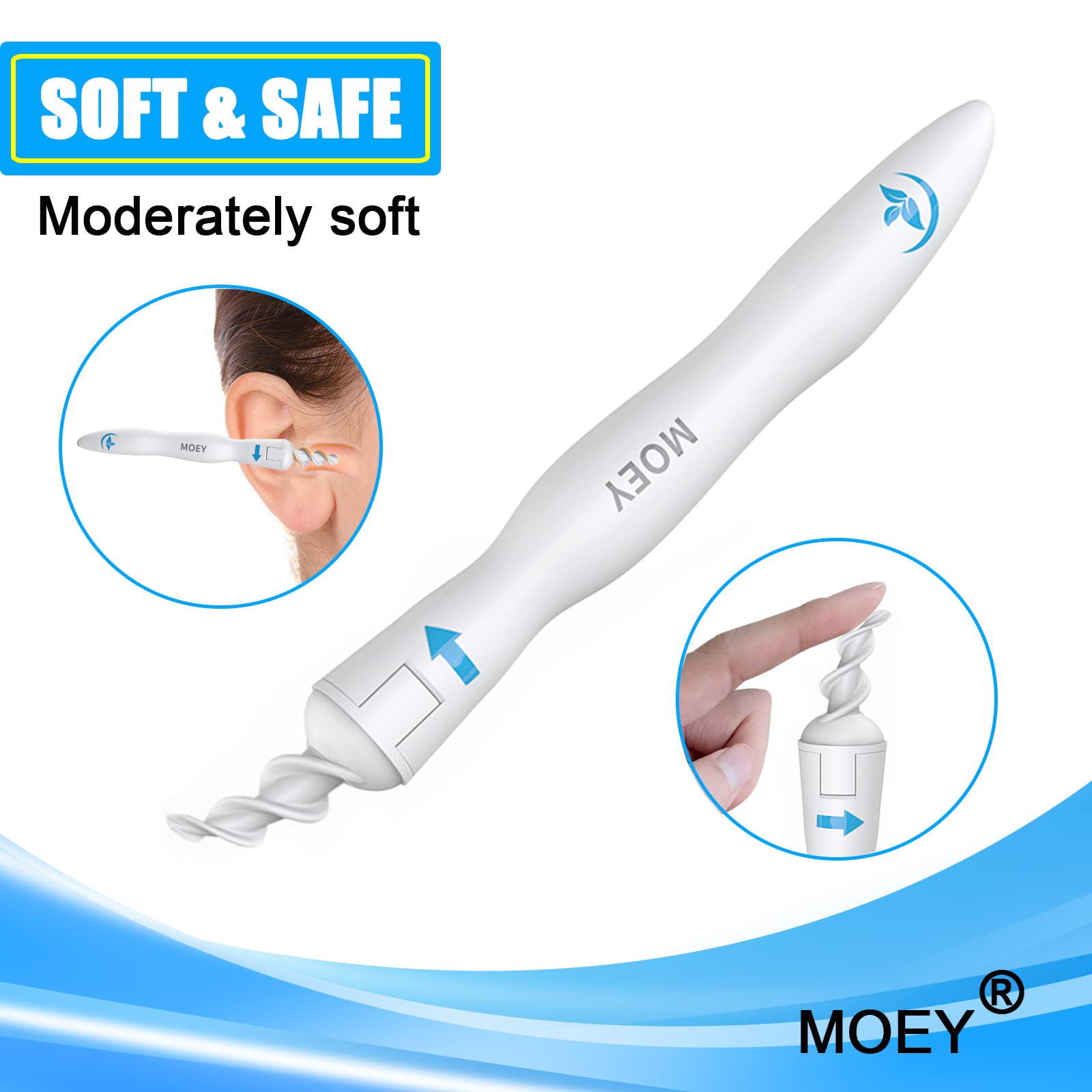 Ear Wax Removal，Earwax Remover Safe Ear Wax Removal Tool,Effective and Comfortable Spiral Ear Wax Removal Solution.Ear Cleaner with 16 Pcs Soft and Flexible Replacement Tips for Everyone