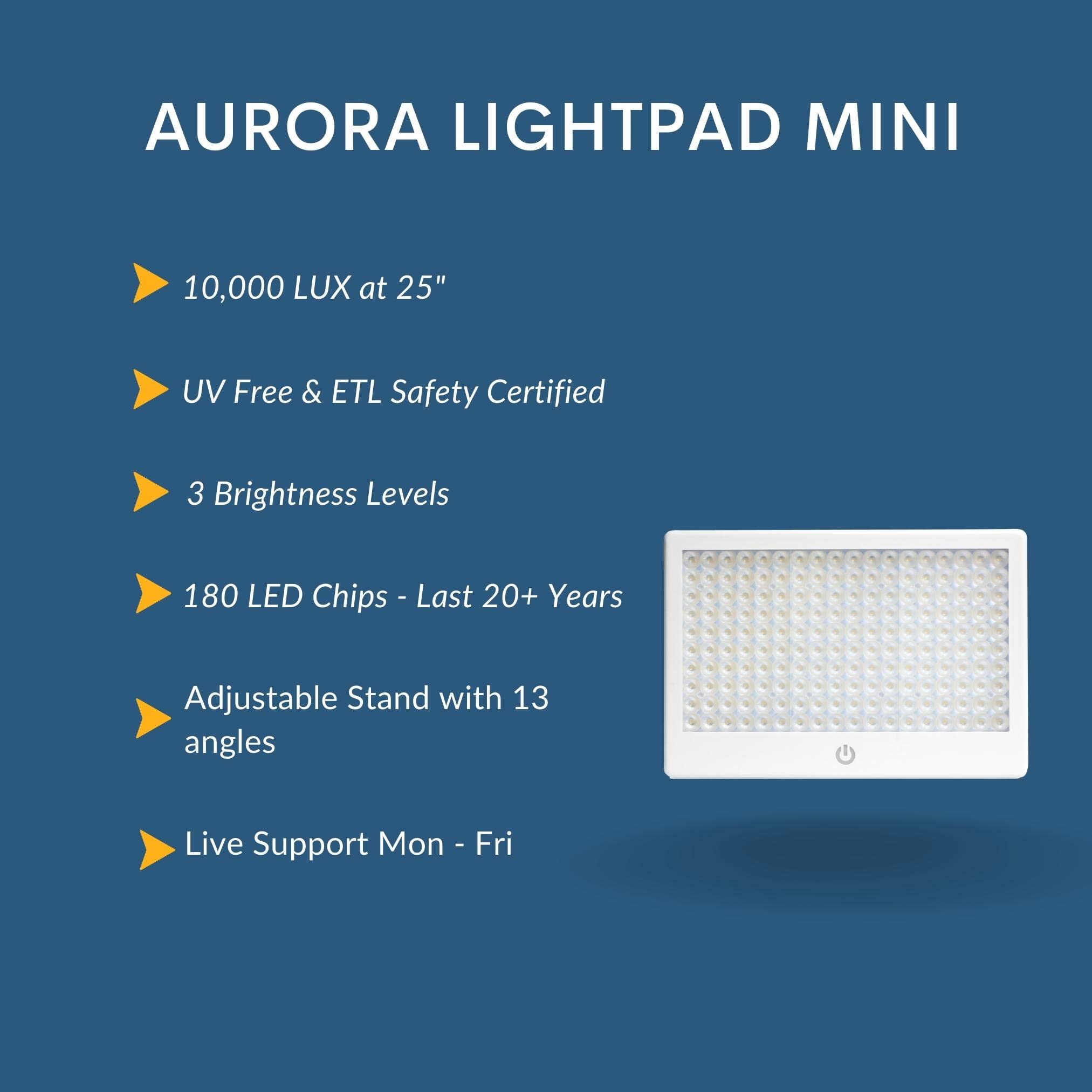 Alaska Northern Lights Aurora LightPad - UV Free 10,000 LUX LED Light Therapy Lamp at 25 Inches, Adjustable Brightness, 180 LED Chips, Lightweight, Portable, ETL Safety Certified