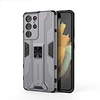 Case for Samsung Galaxy S22/S22+/S22 Ultra, Military Grade Shockproof Case Enhanced Metal Ring Holder Stand Magnet Mount Hard PC Soft TPU Cover,Gray,S22 Ultra 6.8