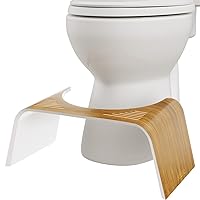 Squatty Potty Contempo Slim Teak Finish Toilet Stool 7 Inch Height, Brown And White