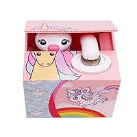 Unicorn Piggy Bank for Girls, Automatic Kids Stealing Money Bank with Music Coin Money Bank Birthday Christmas Cute Elephant Gift Toys for Children 5-12 Years Old (Pink)