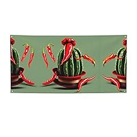 Holiday Party Banner - UV Resistant and Fade-Proof, Perfect for Halloween and Christmas Decorations Cactus Hat and Chili Pepper