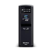 CyberPower CP1500PFCLCDTAA PFC Sinewave UPS System, 1500VA/1000W, 12 Outlets, AVR, Mini Tower, TAA Certified, Black