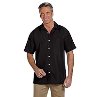 Harritton Men's Barbados Textured Camp Wrinkle Resistant Short Sleeve Dress Shirt, Black, X