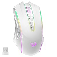 Wireless Gaming Mouse with RGB Backlit, 8000 DPI, with Fire Button, Macro Editing Programmable ,70Hrs for Windows/Mac, Rechargeable, White, M910-WS