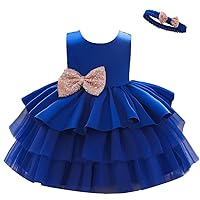 Dressy Daisy Baby & Toddler Girls' Special Occasion Dresses Wedding Flower Girl Tiered Dress Fancy Ball Gown with Headband