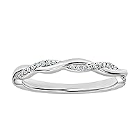 0.13 Carat Round Lab Grown White Diamond Twisted Wedding Band for Women in 10K Solid Gold