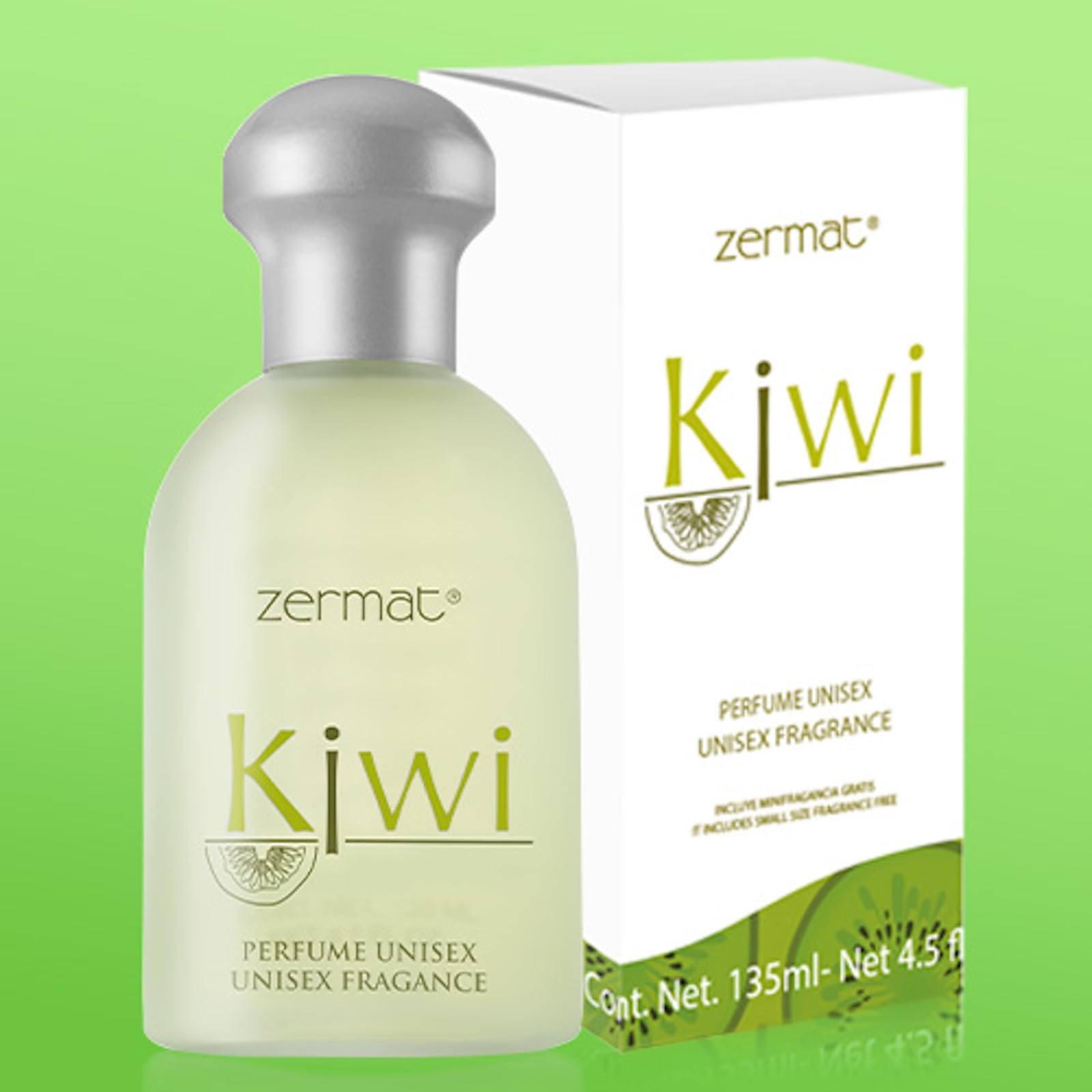 Zermat, Perfume for Women and Men, Kiwi, Fresh, UNISEX, Perfume para Dama y Caballero - Citric Scent 4.50 Fl. Oz and Miniature 0.50 Fl. Oz.