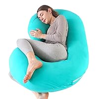 yoyomax Pregnancy Pillows, C Shaped Full Body Maternity Pillow Memory Foam Pregnancy Pillow with Removable Jersey Cover, 52 Inch Pregnancy Pillows for Sleeping-Lakeblue