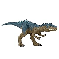 Mattel Jurassic World Ruthless Rampagin Allosaurus Dinosaur Toy, Action Figure with Continuous Chomp Attack & Roar Sounds, Button Activated Evolved Battle Spikes