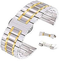 JY Stunning Brushed Stainless Steel Watch Strap Replacement with Straight&Curved End