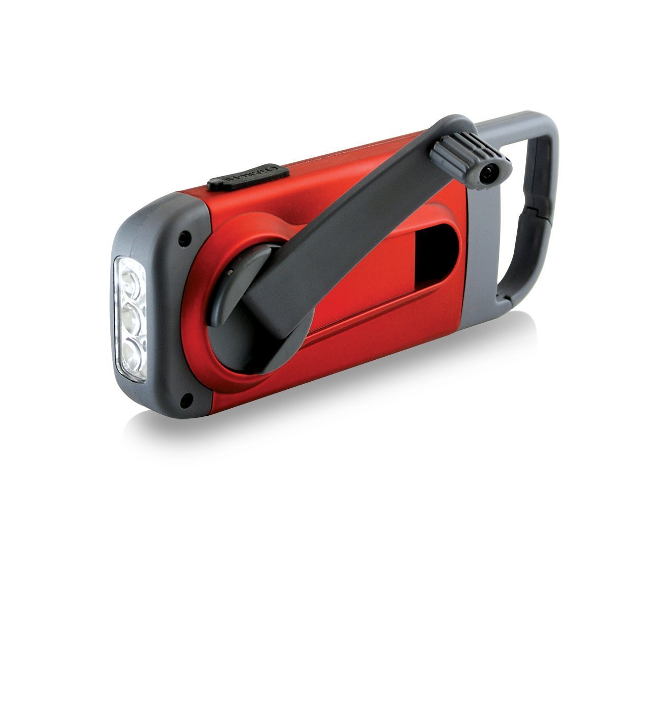 Eton American Red Cross Crank-Powered Clipray Clip-On Flashlight & Smartphone Charger, Solar Powered, Hand Crank, Cherry Red, Commitment to Preparedness