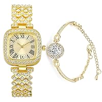 Women Watches Fashion Diamond Square Watch Bracelet Set Quartz Wrist Watches