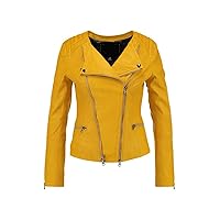 Women's Genuine Lambskin Leather Slim fit Biker Jacket RW022