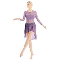 CHICTRY Lyrical Dance Ballet Dress Floral Lace Irregular Cut Out Mesh Leotard Skirt
