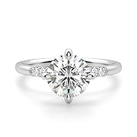 Nitya Jewels 2.20 CT Round Moissanite Engagement Ring Wedding Bridal Ring Sets Solitaire Halo Style 10K 14K 18K Solid Gold Sterling Silver Anniversary Promise Ring