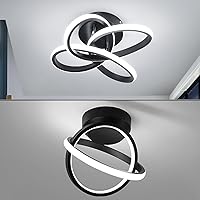 CANEOE 2 Packs Modern Led Ceiling Light Fixture, 6000K Cool White Black Close to Ceiling Lights for Hallway Bedroom Bathroom Entryway Balcony Stair Curved Design Ceiling Lamp