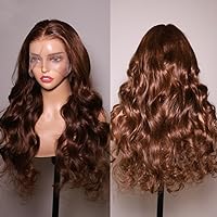 Body Wave Human Hair Wigs Ombre Brown Color 13X6 Lace Front Human Hair Pre Plucked With Baby Hair Glueless HD Crystal Lace Bleached knots Invisible Lace Remy Wavy Lace Frontal Hair Wigs