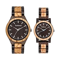 TruWood Him & Her Wooden Watch Gift Bundle for Men & Women Quartz Premium Quality Wrist Watch