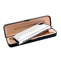 East top 16 Holes 64 Tonse Chromatic Harmonica Key of C, Chromatic Mouth Organ Harmonica for Adults, Professionals and Students (SR)
