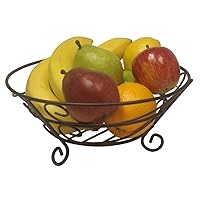 Home Basics Scroll Collection Bronze Coated Steel Fruit Basket, Storage for Fruits and Vegetables, Kitchen Table, Countertop, Bronze