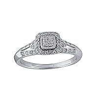 925 Sterling Silver 0.25 cttw Round White Diamond Engagement Promise Ring for Women (Color I-J, Clarity I2)