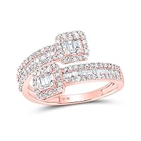 The Diamond Deal 10kt Rose Gold Mens Baguette Diamond Cuff Band Ring 1 Cttw