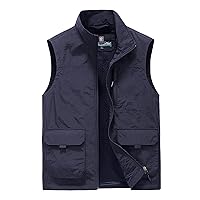 tuduoms Mens Work Fishing Vests Zip Up Sleeveless Casual Cargo Utility Vest Lightweight Safari Travel Hunting Waistcoat Gilet