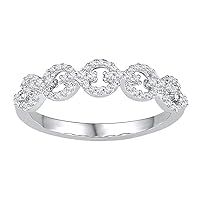The Diamond Deal 10kt White Gold Womens Round Diamond Linked Band Ring 1/4 Cttw
