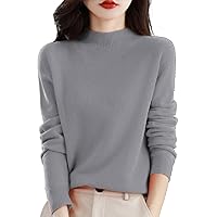 Women Semi Turtleneck Solid Color Sweater Long Sleeve Pullover Autumn and Winter Warm Casual Loose Coat Tops