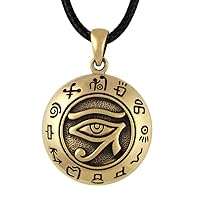 Bronze Egyptian Udjat Eye of Horus Ra Pendant Necklace