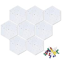 Uoisaiko Felt Hexagon Bulletin Board with 20 Push Pins, Pack of 8 Notice Boards for Home Office Kitchen, Push Pin Board Felt Wall Tiles for Photos Memos