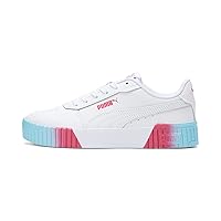 PUMA Girls' Carina 2.0 Fade Low Top Leather Platform Sneaker, White-Sunset Pink, US Big Kid 6.5