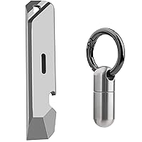 Titanium Keychain Pill Holder and EDC Multitool Pry Bar