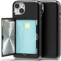 JUST4YOU for iPhone 13 Mini Case with Card Holder Kickstand Protective Dual Layer Bumper Cover (Black) CS_BR_OC_I13M_BK
