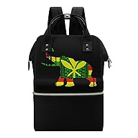Tribal Kanaka Maoli Elephant Flag Casual Travel Laptop Backpack Fashion Waterproof Bag Hiking Backpacks Black-Style