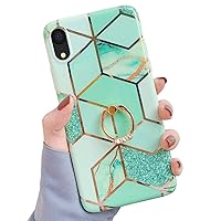Qokey Compatible with iPhone XR Case,Marble Case Cute Fashion for Men Women Girls with 360 Degree Rotating Ring Kickstand Soft TPU Shockproof Cover Designed for iPhone XR 6.1