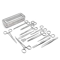 Set of 13 Pieces Basic Surgi Forceps Scissors Needle Holder Kit Stainless Steel Box Instruments DS-1290