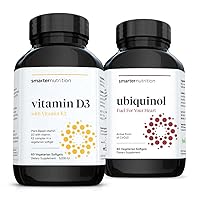 Plant-Based Vitamin D3 Immune Support with Vegan K2 Complex + Smarter Ubiquinol - Plant-Based Active CoQ10 for Heart, Liver, & Brain Health