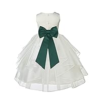 Wedding Pageant Ivory Shimmering Organza Flower Girl Dress Toddler Gown 4613T