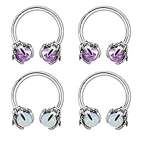 4Pcs 316L Stainless Steel Circular Earrings Dragon Claws Cartilage Earring Ear Body Piercing Jewelry Helix Earrings Piercing