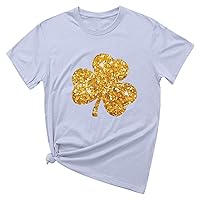 St Patrick Shirts for Women Short Sleeve Summer T Shirt Casual Trendy Irish Shamrock Tee Tops Crewneck Festival Blouses