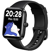 Smart Watch, Running Watch with Pedometer, Heart Rate Monitor, IP68 Waterproof Smartwatch for Men Women, Compatible Android iPhone Smartphone (Black)