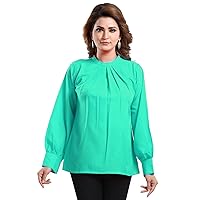 Women's Top Tunic Party Wear Teal Color Plus Size