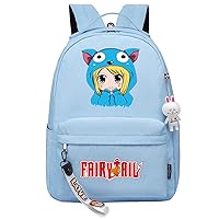 Unisex Fairy Tail Casual Backpack Lightweight Anime Graphic Rucksack Classic Waterproof Travel Knapsack, Blue