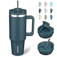 BJPKPK 40oz Stainless Steel Insulated Tumbler With Handle And Lid Straw Travel Coffee Mug Thermal Cup,Navy Blue