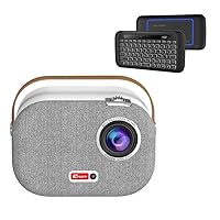 Tanggula Y1 Portable LED Projector + TV Box 2 in 1, Smart Android 9.0 Real FULL HD 1080P, 2GB RAM + 32 ROM, Smooth Operating System and Dual Band 2.4G + 5.0G WiFi Bluetooth, Wireless qwerty keyboard